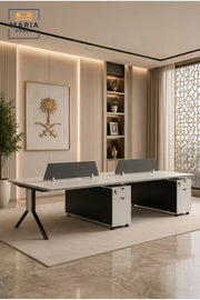 2-Person Office Workstation Desk with Storage Pedestals & Privacy Screens √ê Modern Shared Office Desk
