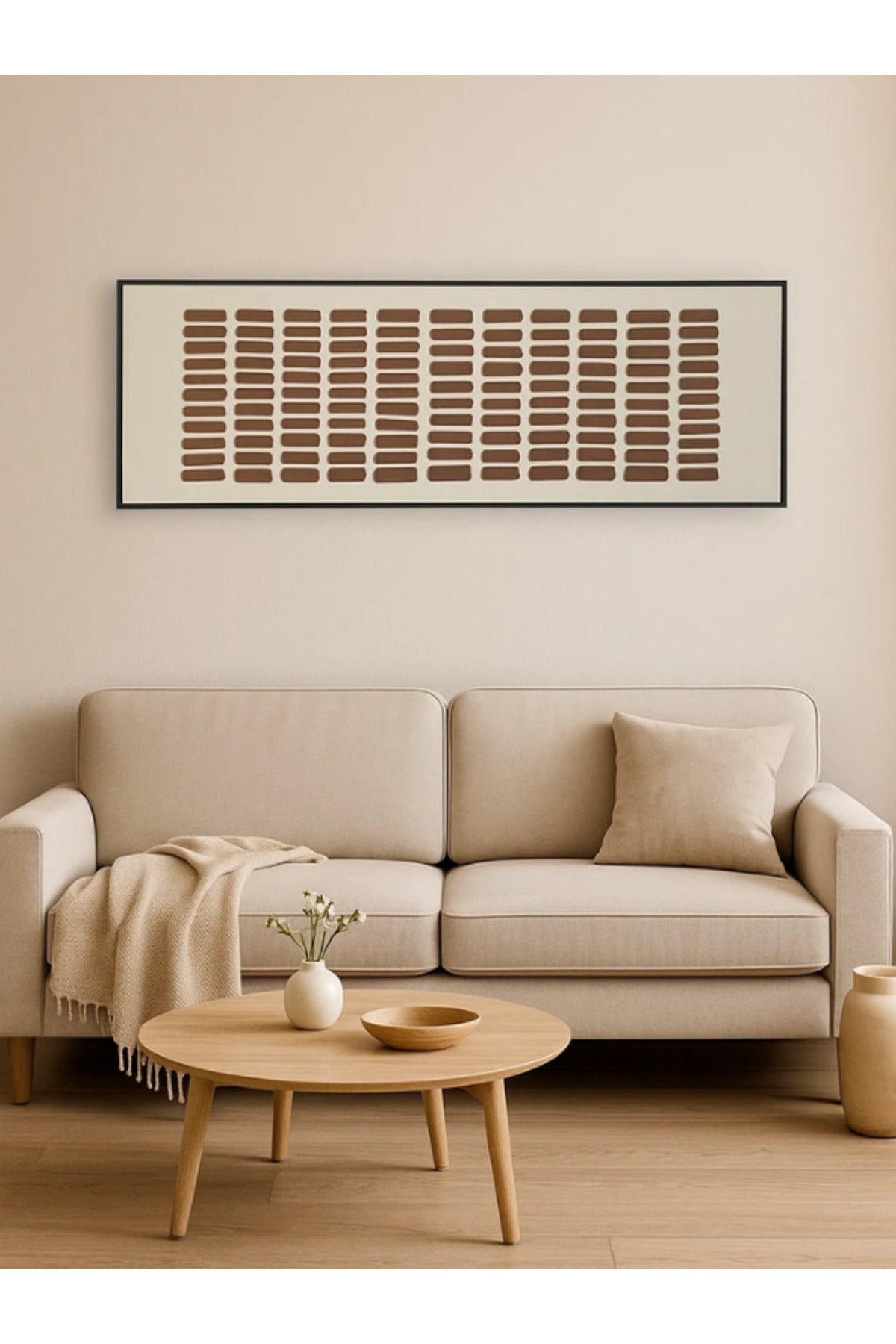 Modern Rectangular Wall Art Ð 150_50 cm Brown Pattern Framed Canvas for Living Room DŽcor