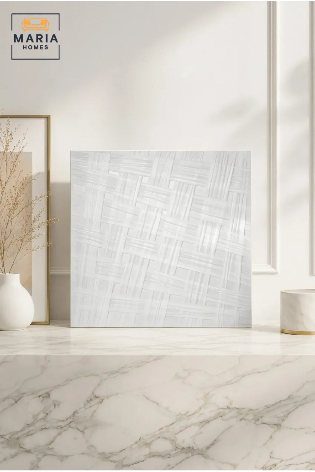White Woven Textured Wall Art √ê Modern Basket Weave Decorative Panel