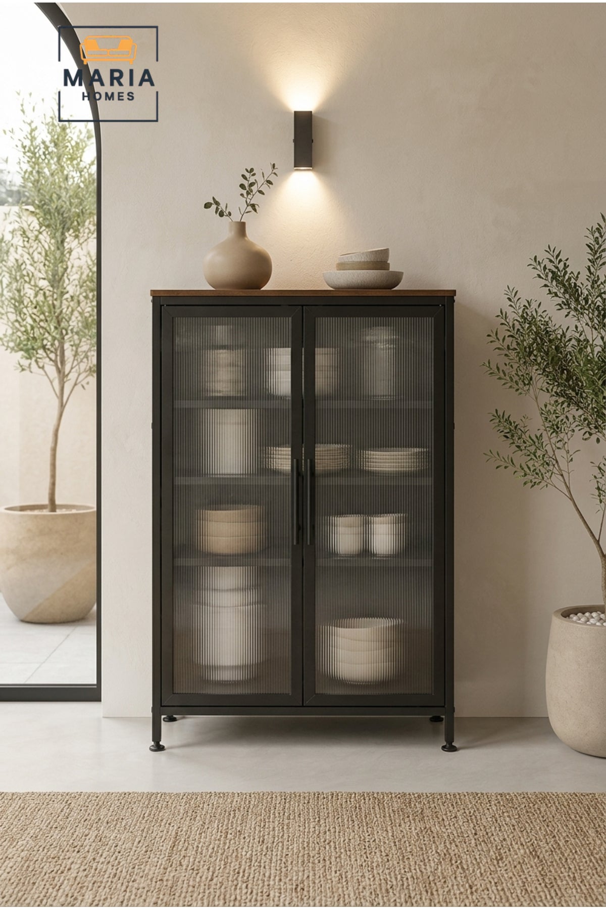 Industrial Metal Storage Cabinet with Glass Doors Ð Modern Display & Office Storage Cabinet