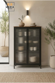 Industrial Metal Storage Cabinet with Glass Doors Ð Modern Display & Office Storage Cabinet