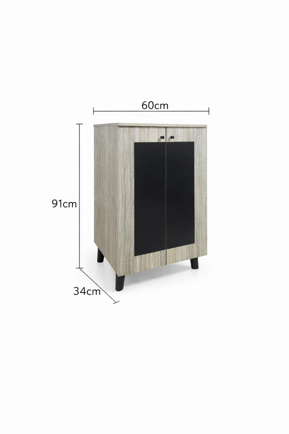 Modern Beige and Black Shoe Cabinet Storage Organizer for Entryway Hallway with Two Doors Design