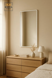 White Wall Mirror for Bedroom, Bathroom, Living Room, Dressing & Home D≈Ωcor 120x60 cm