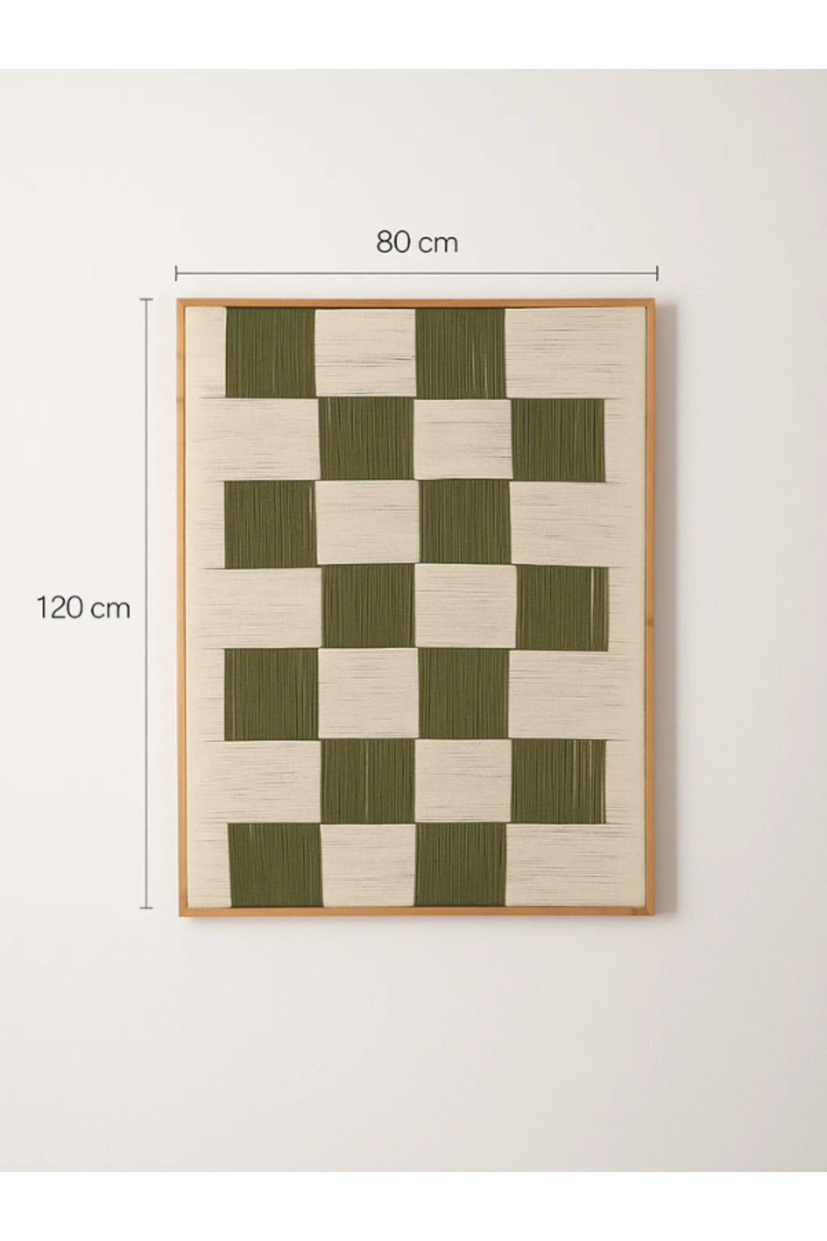 Modern Geometric Wall Art Ð 120_80 cm Beige and Green Checkered Framed Canvas DŽcor