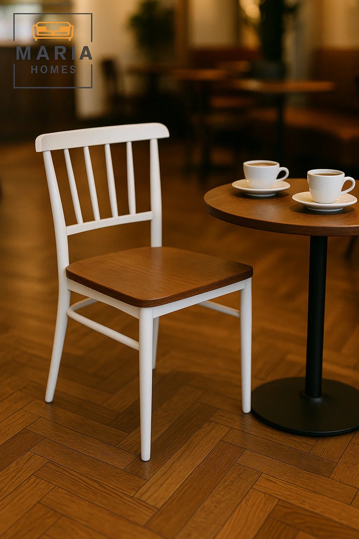 Modern Dining Chair Ð White Frame with Wooden Seat for Kitchen & Dining Room
