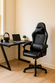 Black Gaming Chair Ð Ergonomic Office Chair with Adjustable Height, Swivel Base & Lumbar Support