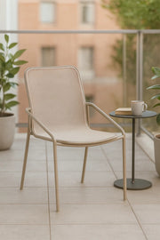 Beige Modern Metal Chair Outdoor Indoor Dining Balcony Patio CafŽ Terrace Home Furniture