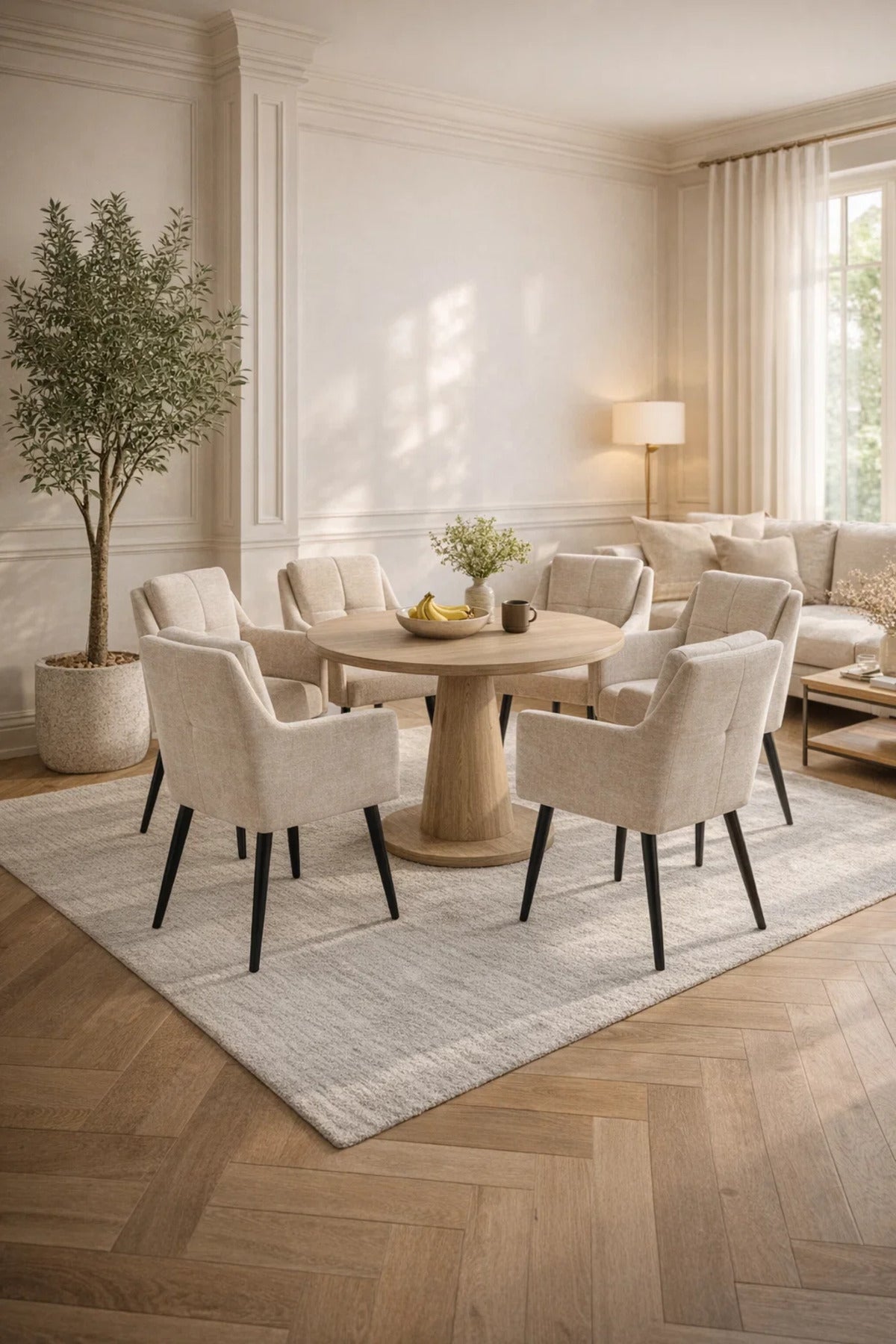 Light Beige Armchair with Black Legs, 86x50x44 CM light beige armchair Dining Room
