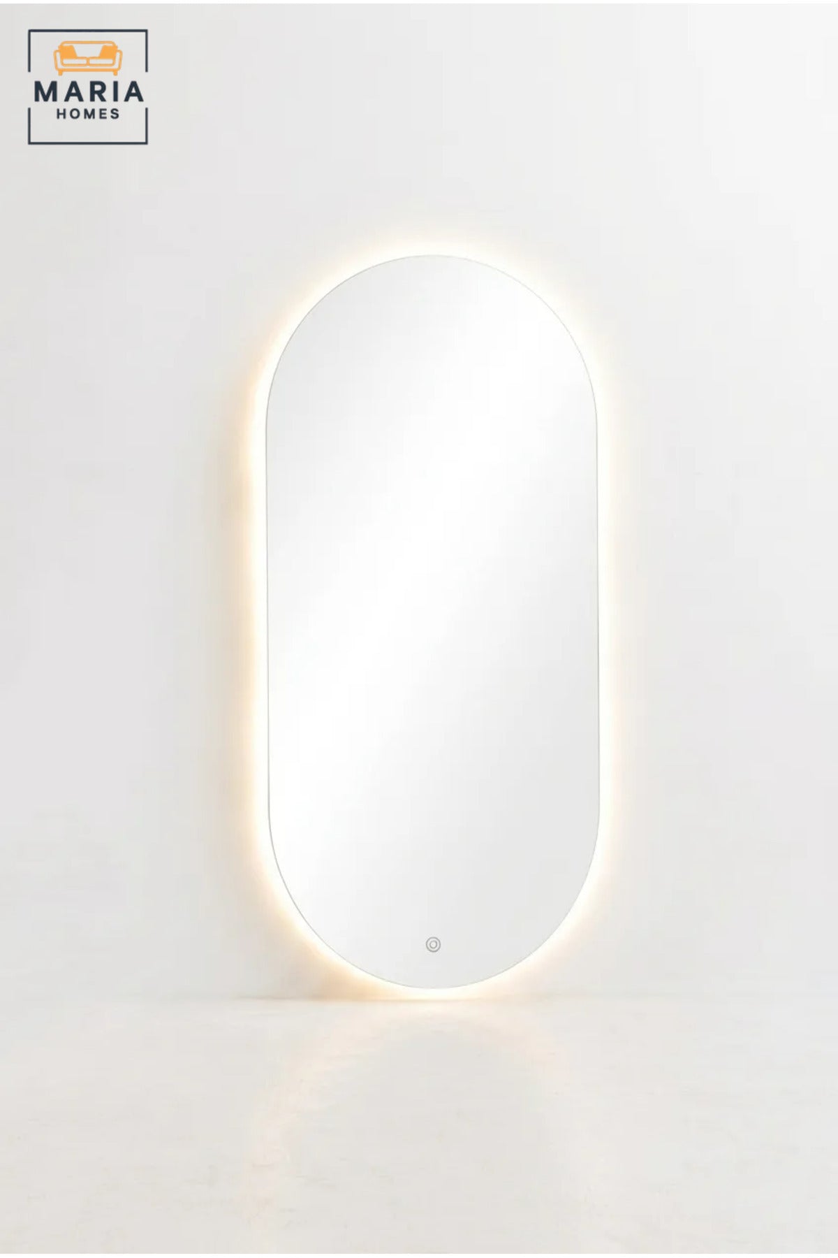 Large Capsule-Shaped LED Wall Mirror with Touch Sensor, Backlit Frameless Full-Length Mirror for Bedroom, Dressing Room, Vanity and Hallway