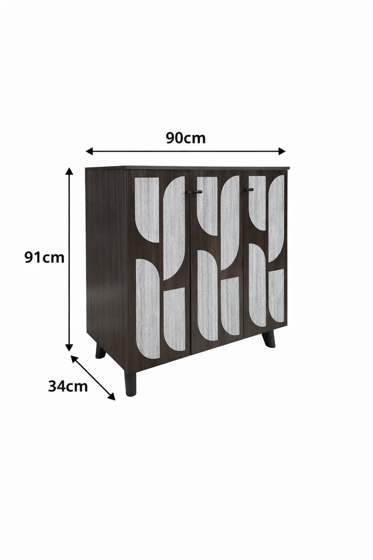 Brown & Grey Shoe Cabinet 90_34_91 cm √ê Modern Shoe Organizer with Decorative Doors