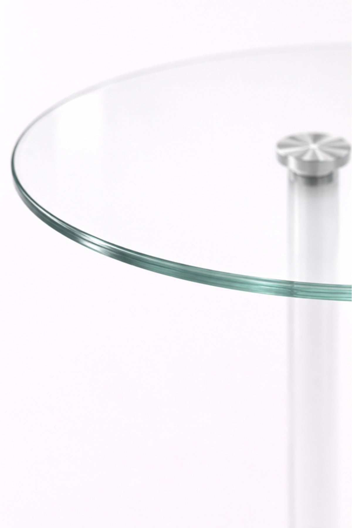 Round Glass Side Table with Black Base 35_35_55 cm Modern Accent round glass side