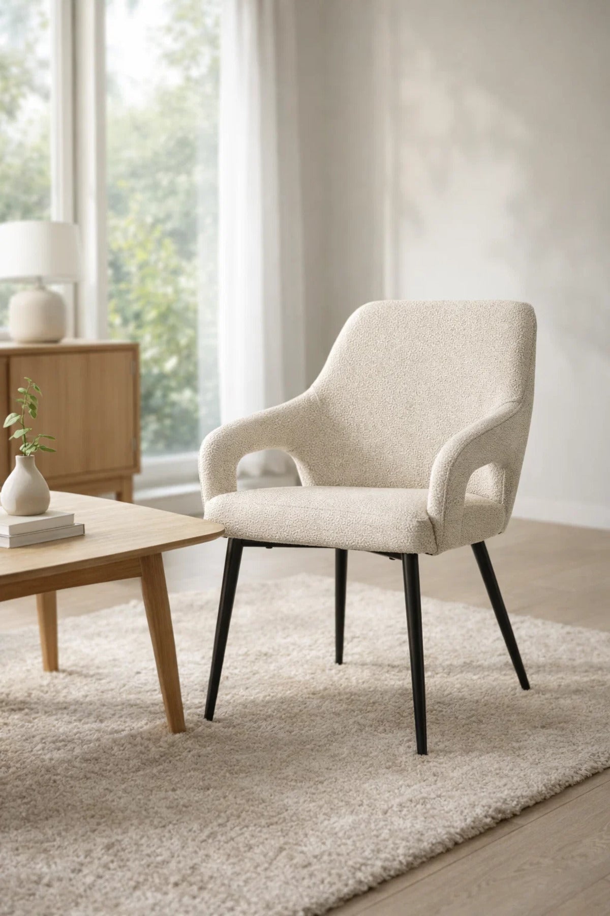 Modern Upholstered Dining Chair with Armrests Contemporary Style