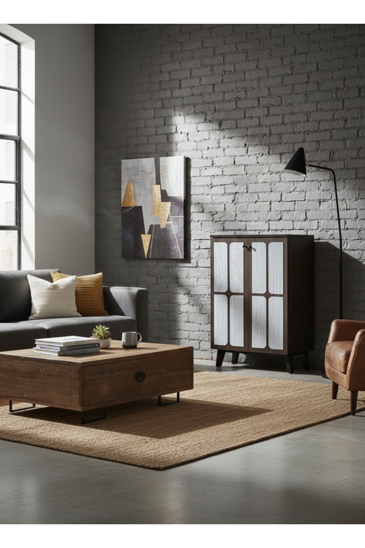 Modern BROWN.G Storage Cabinet with Textured Panel Doors