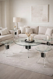 uxury 5-Piece Glass Coffee Table Set with Black Acrylic Base √ê Modern Living Room Set