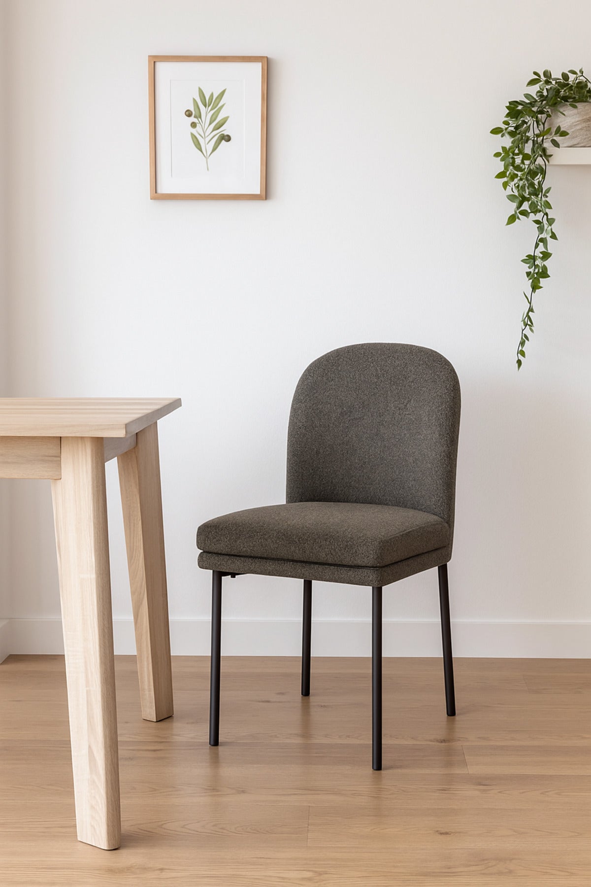 Grey Fabric Dining Chair Ð Modern Upholstered Chair with Black Metal Legs for Dining Room & Office
