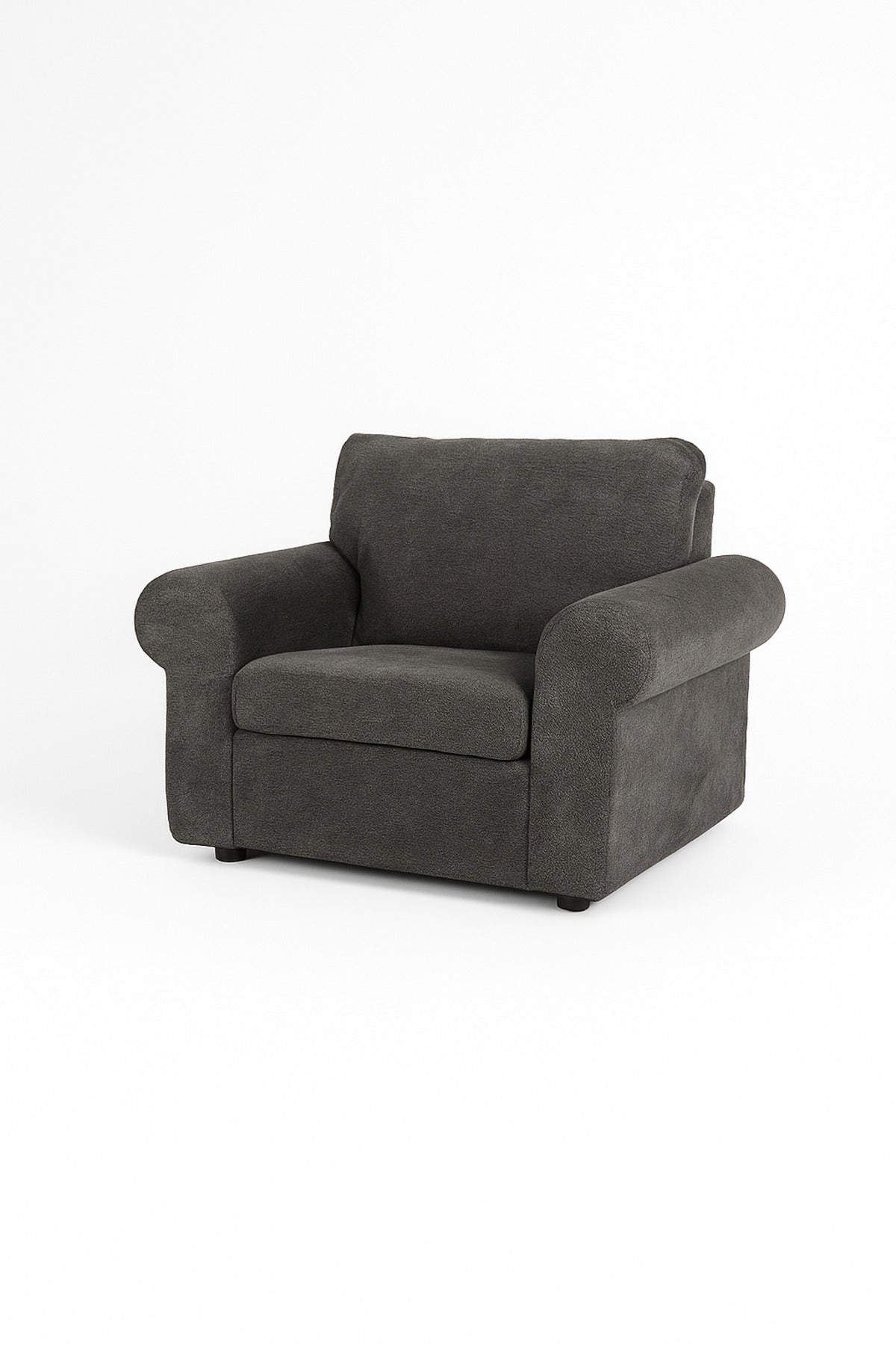 Dark Gray Fabric Lounge Chair Ð Comfortable Single Seater Armchair for Living Room, Bedroom & Office
