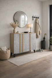 Stylish Grey and Wood Shoe Cabinet Hallway Storage Unit Malaysian Quality Furniture 120cm Wide