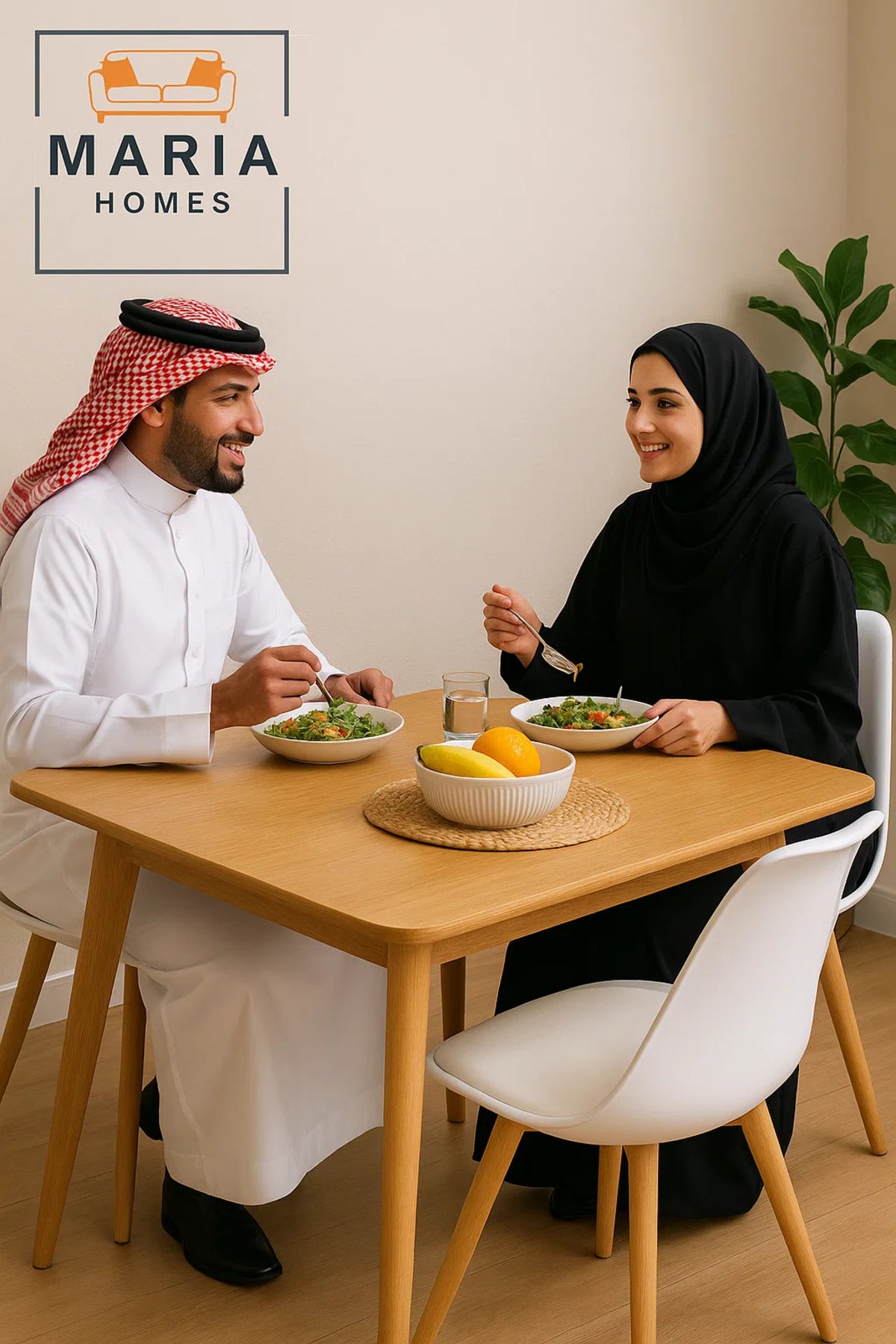 Modern White Dining Chair with Cushion Seat Ð Wooden Legs Scandinavian Style for Home or Office Use