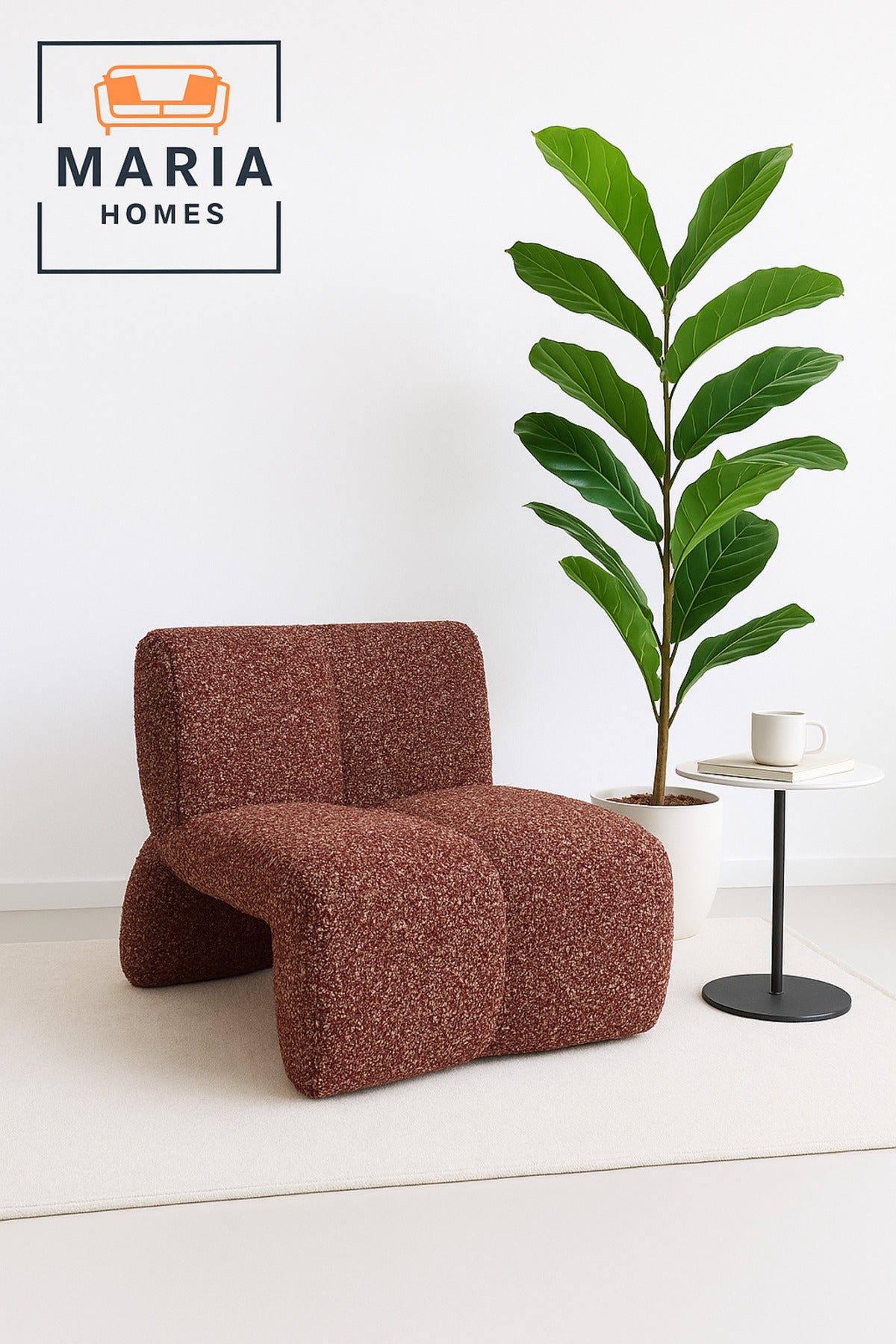 Modern Red Lounge Chair Ð Stylish Single Sofa with Plush Curved Design for Living Room