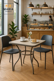Square Outdoor Dining Table | Modern Beige Metal Patio, Garden & Balcony Furniture
