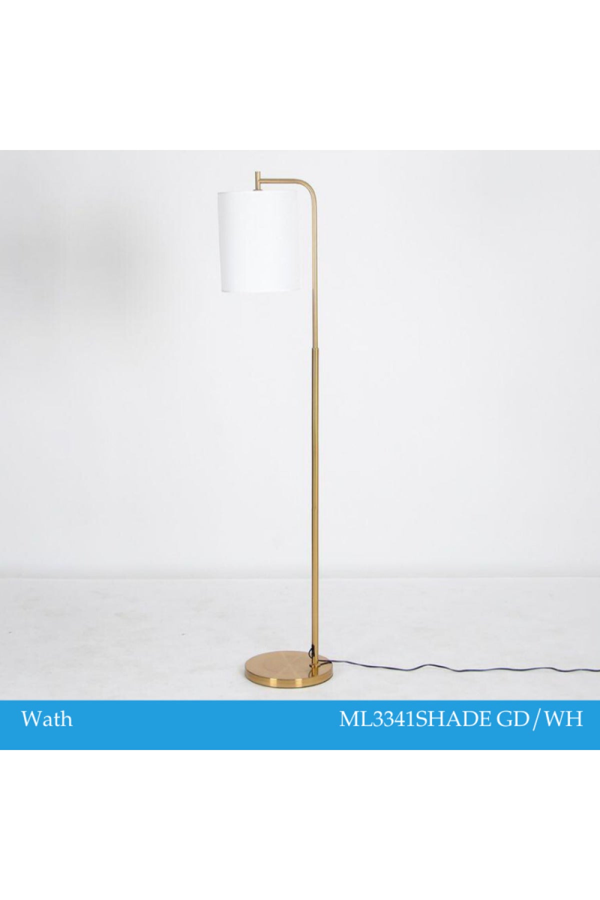 Gold Floor Lamp with White Drum Shade