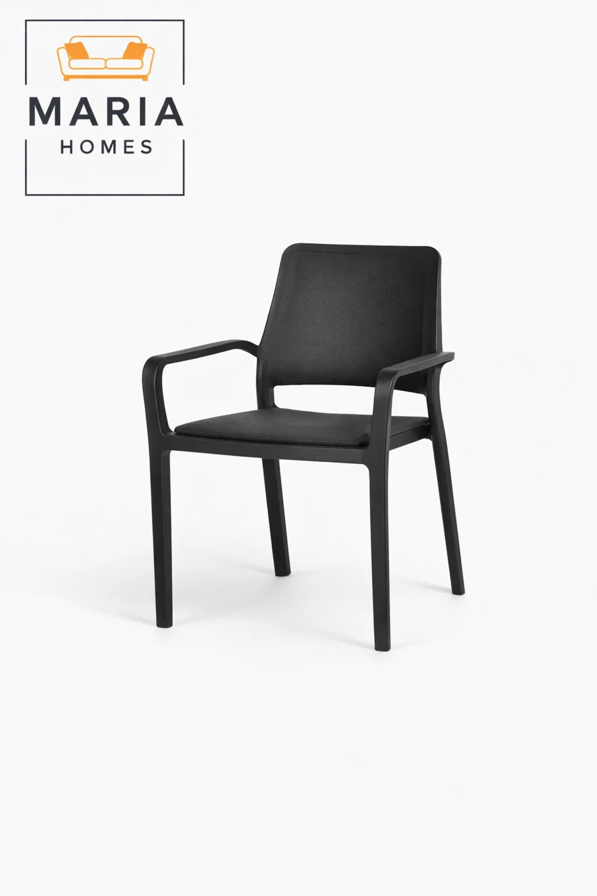 Black Armchair, Comfortable Plastic Chair, Durable Sturdy Chair