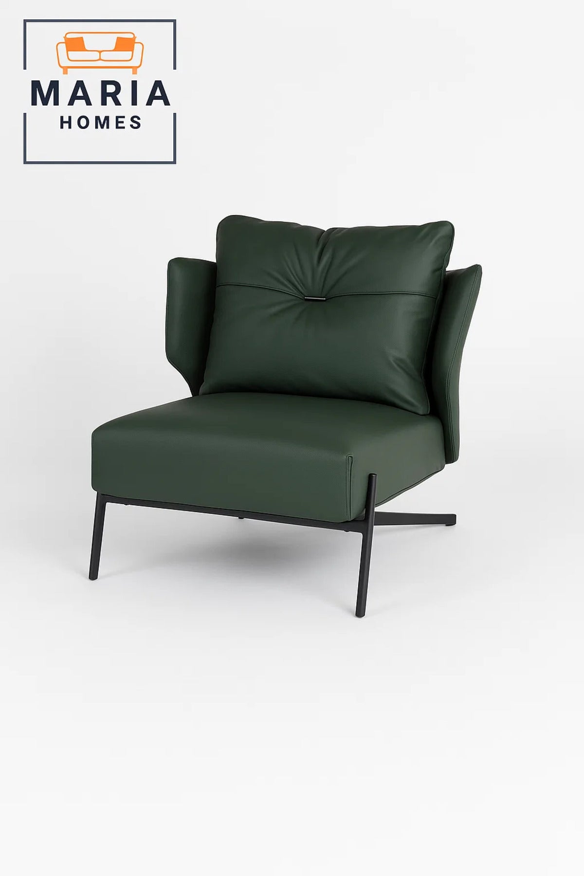 Modern Dark Green Lounge Chair with Winged Back