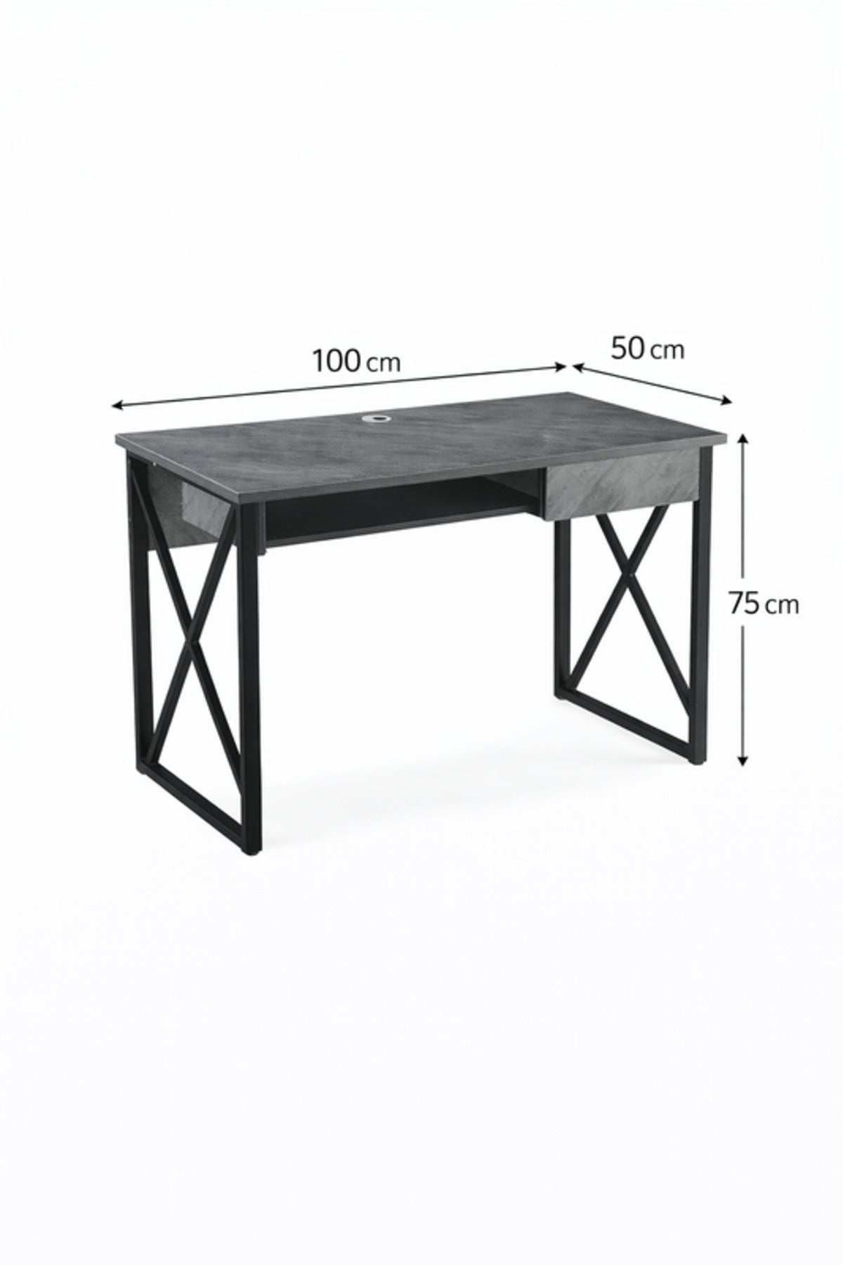 Modern Grey Office Desk with Metal Frame 100 _ 50 75 cm modern grey office