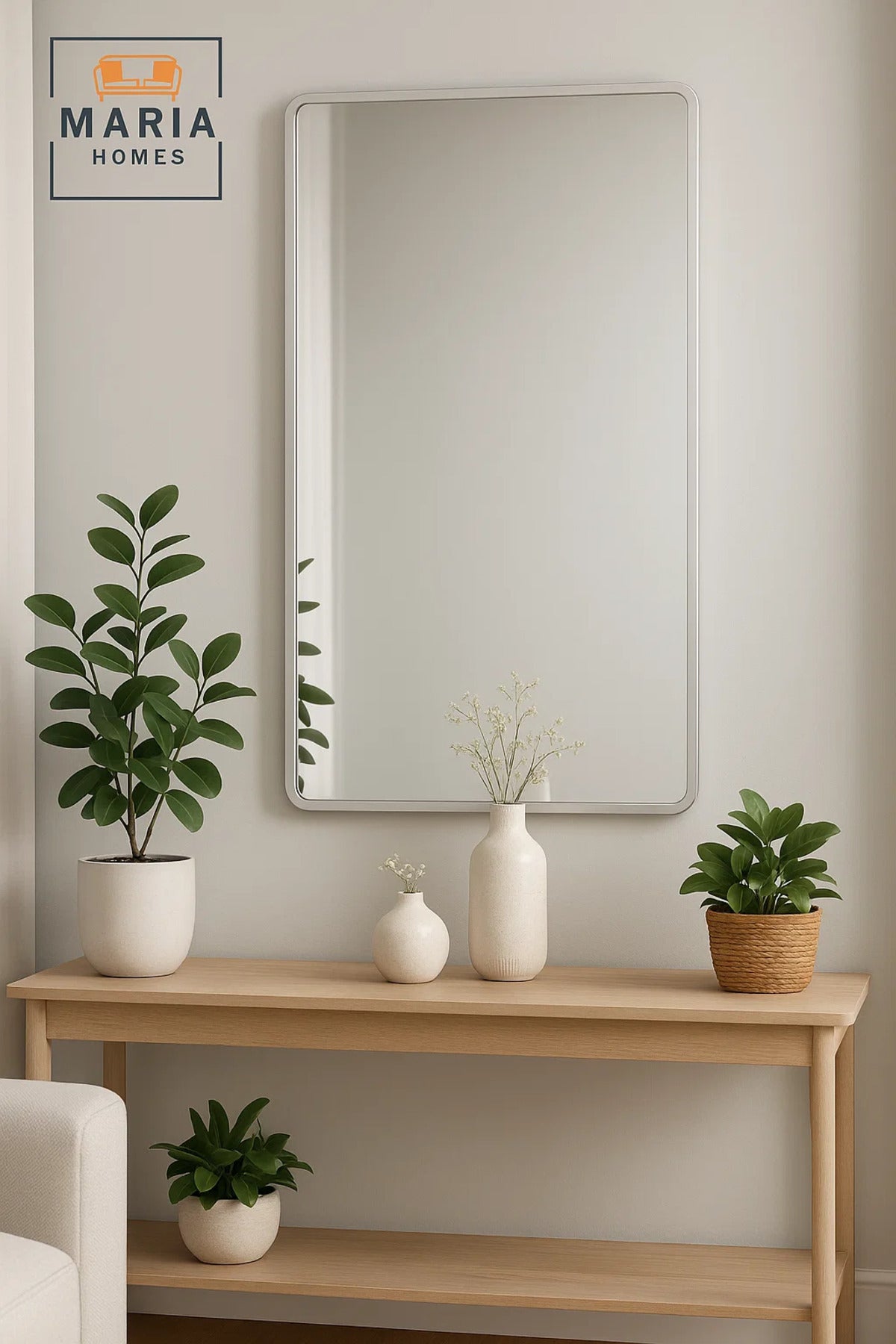 Silver Wall Mirror 120x60 cm for Bedroom, Bathroom, Living Room, Dressing & Home D≈Ωcor