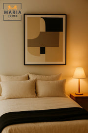Neutral Abstract Geometric Canvas Wall Art in Beige and Black-size80*120 CM
