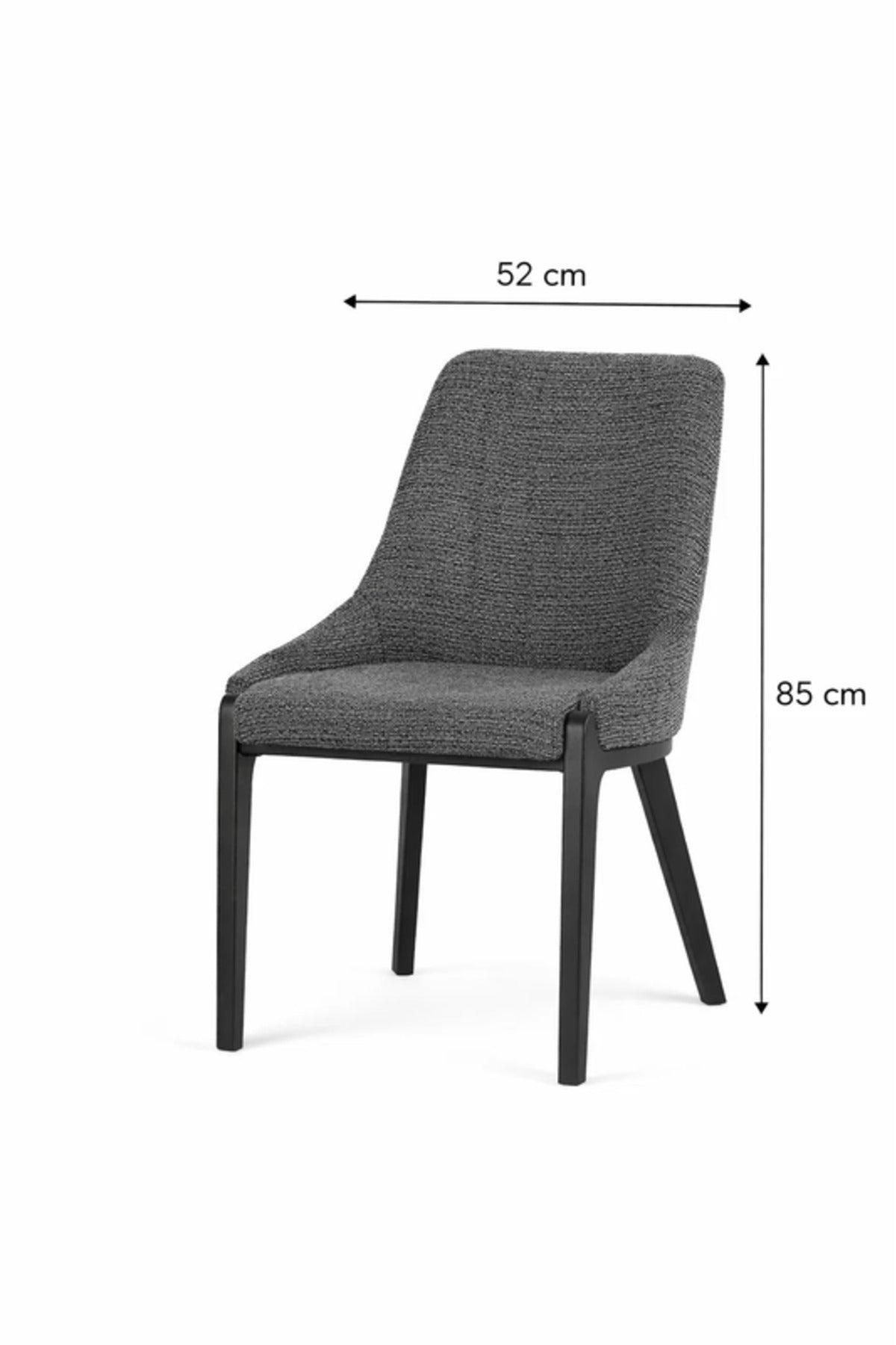 Modern Gray Fabric Dining Chair with Black Wooden Legs for Dining Room Seating