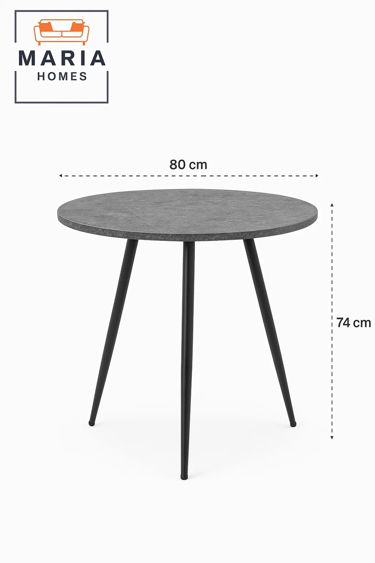 Round Stone-Effect Side Table with Black Tapered Legs