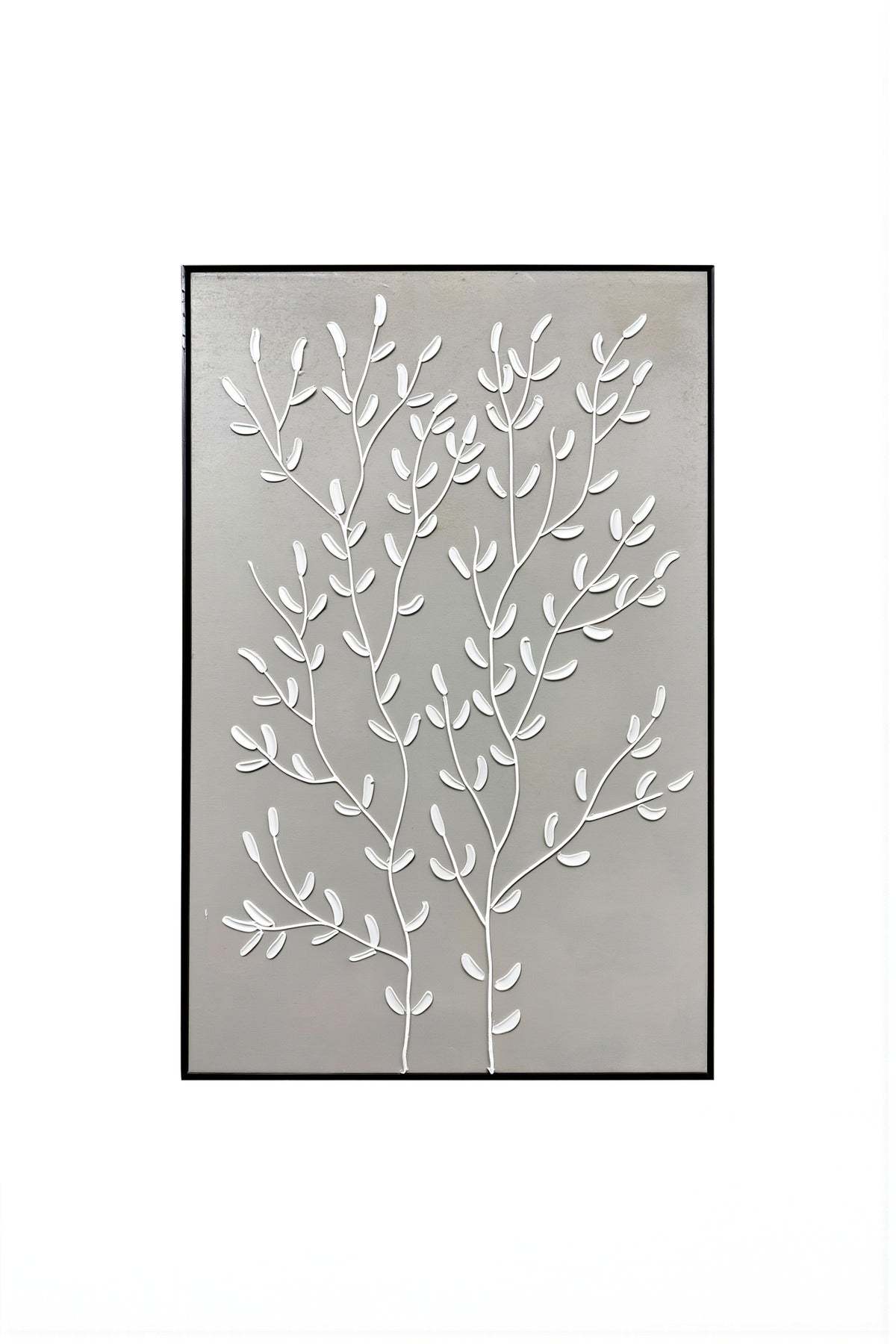 Modern 3D Wall Art √ê Grey Floral Decorative Panel with Raised Branch Design 120_80 cm