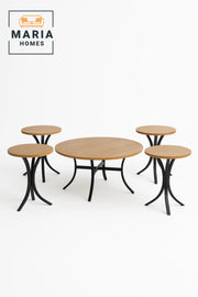 5-Piece Round Coffee & Side Table Set Ð Wood Finish Top with Curved Metal Legs