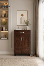 2 Door Storage Cabinet with Drawer Ð Wooden Organizer Cabinet for Living Room, Bedroom & Entryway