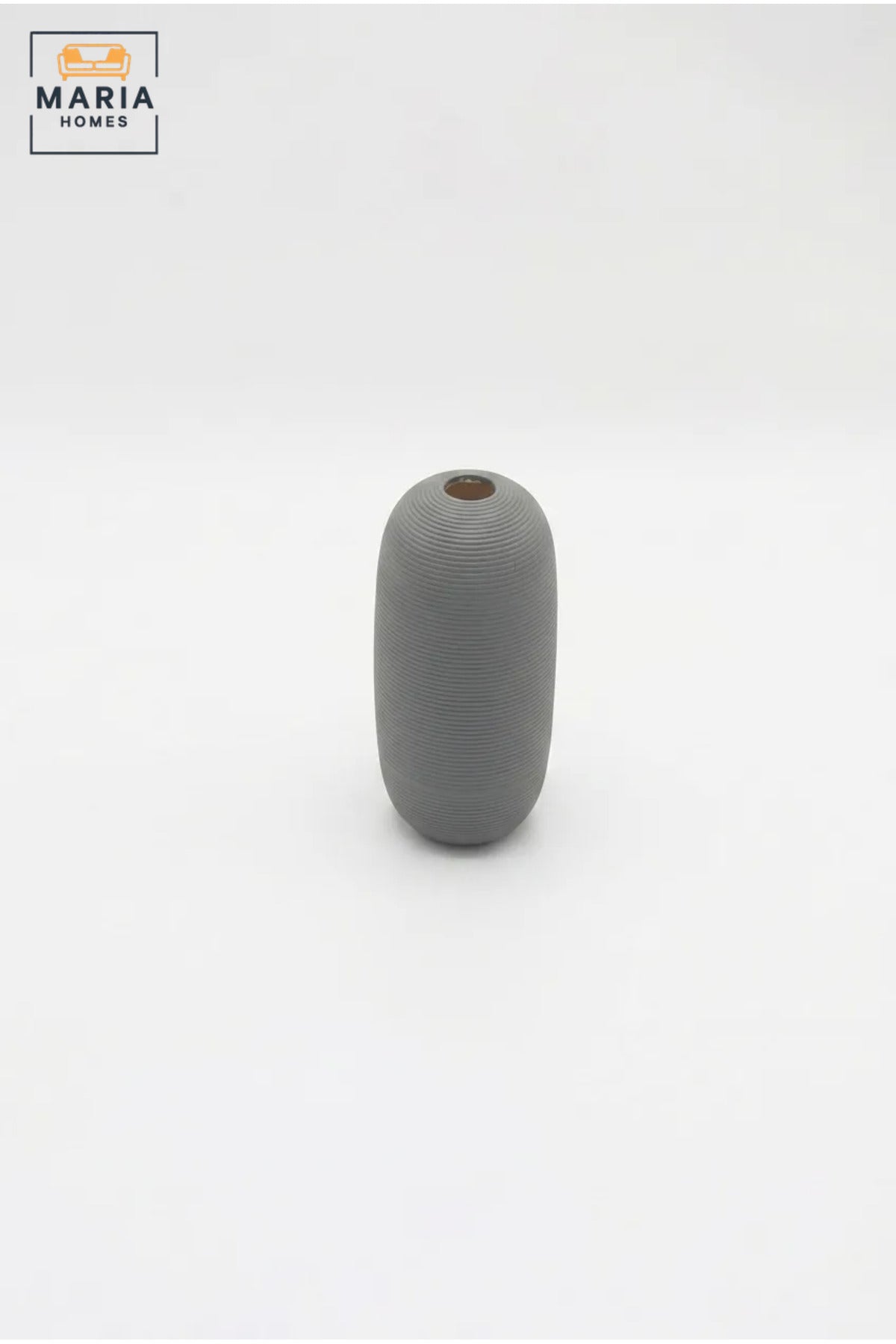 Modern Decorative Flower Vase with Oval Shape, Fine Ribbed Texture and Narrow Opening for Living Room, Bedroom, Office, Shelf and Console Table Décor