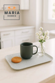 Rectangular Plastic Serving Tray with Geometric Star Pattern Ð Light Grey
