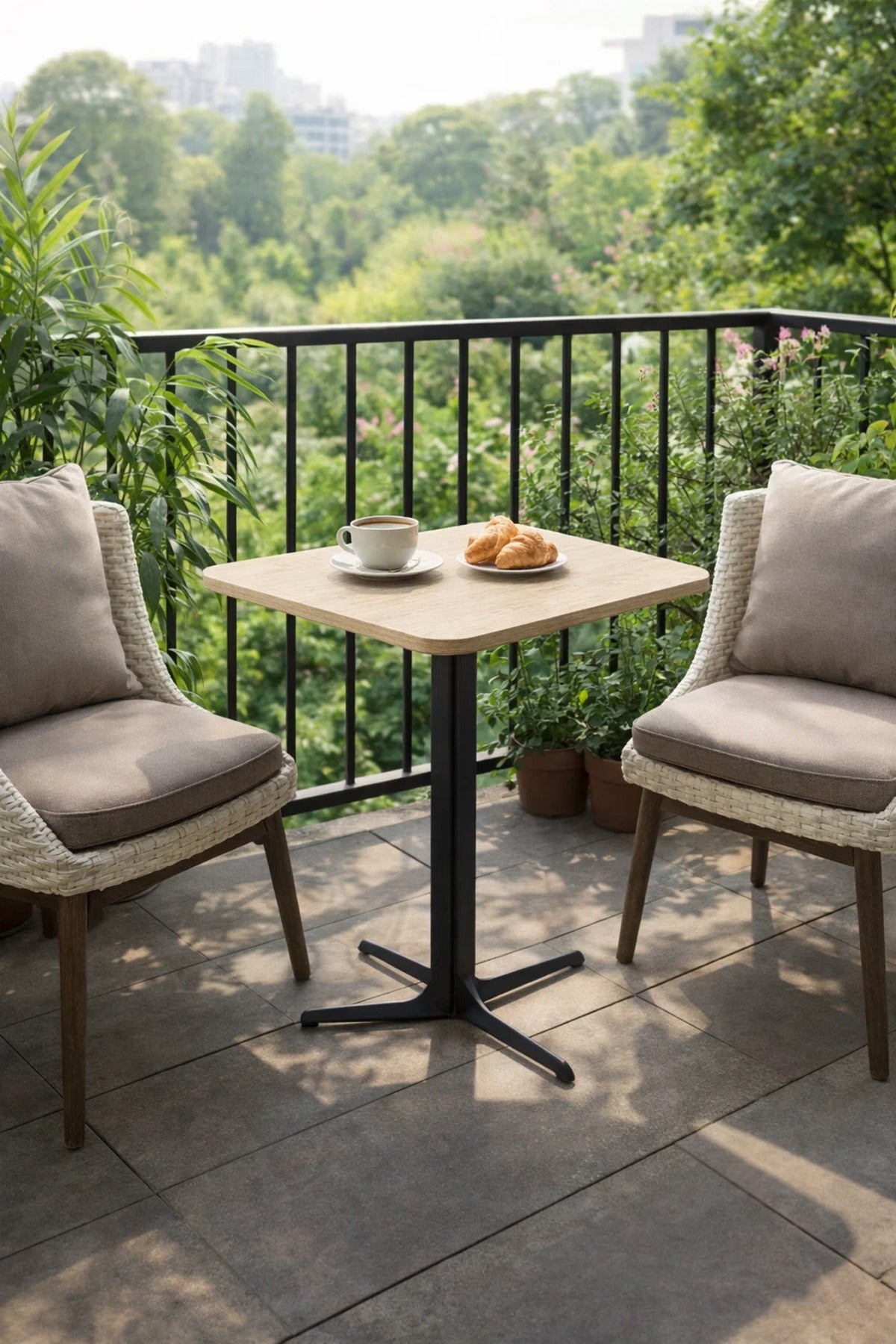 Beige Coffee Table with Black Base, 60x60x75 CM beige coffee table Dinner
