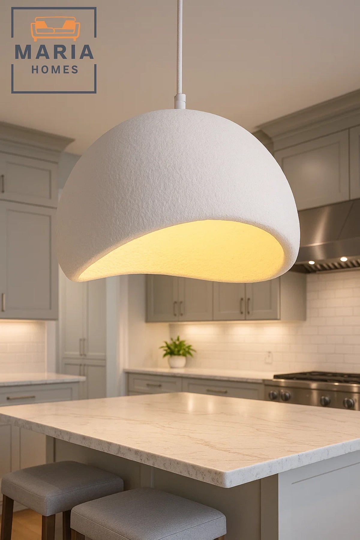 Textured White Dome Pendant Light