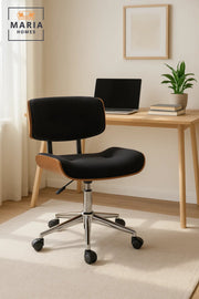 Black Adjustable Office Swivel Chair with Wheels, Mid-Century Modern Desk Chair