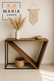 Geometric V-Shaped Wooden Console Table Ð 120x80x85cm Modern Entryway Accent with Black Frame