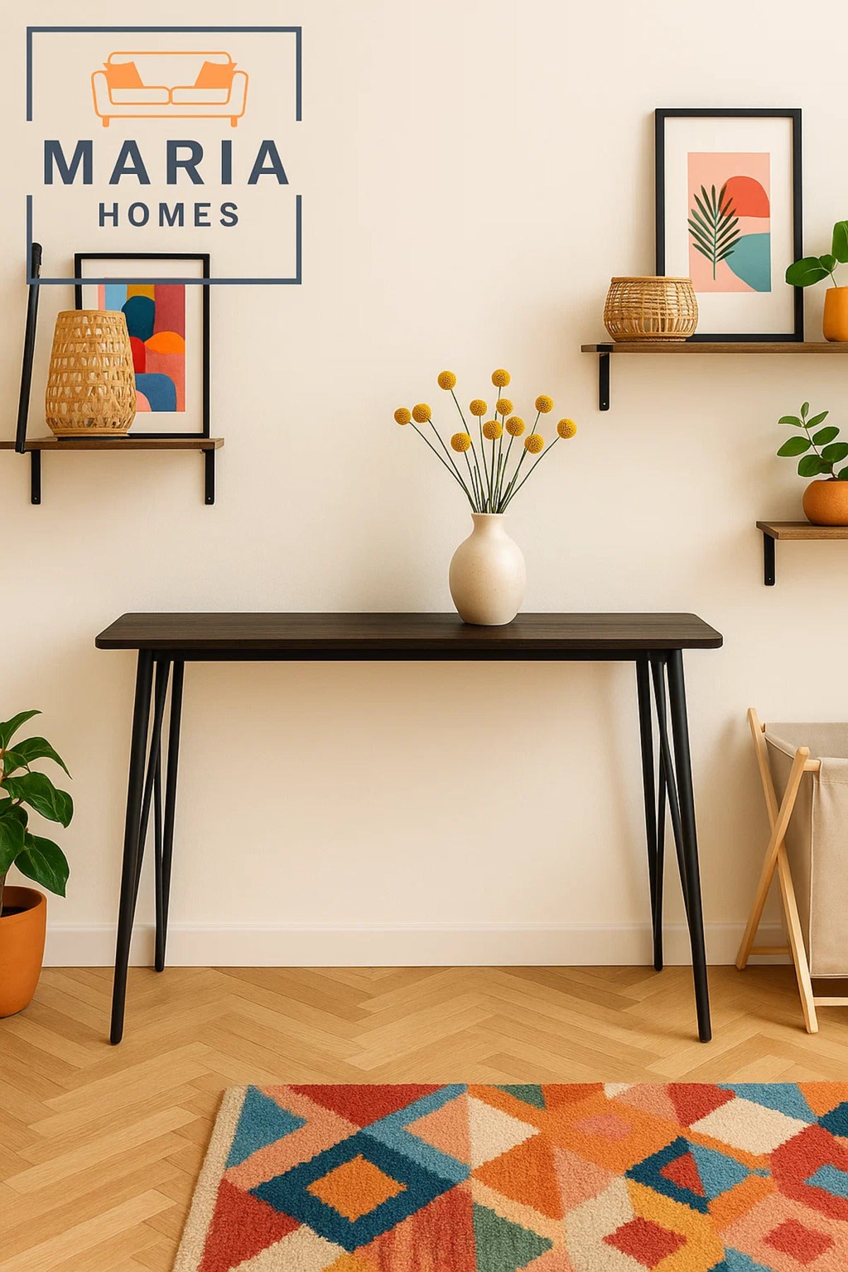 Industrial Console Table 120x40x80cm Ð Modern Grey Top with Metal Hairpin Legs for Home & Office