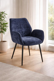 Blue Armchair with Black Metal Legs, 91x47x49 CM blue armchair Dining Room Chair