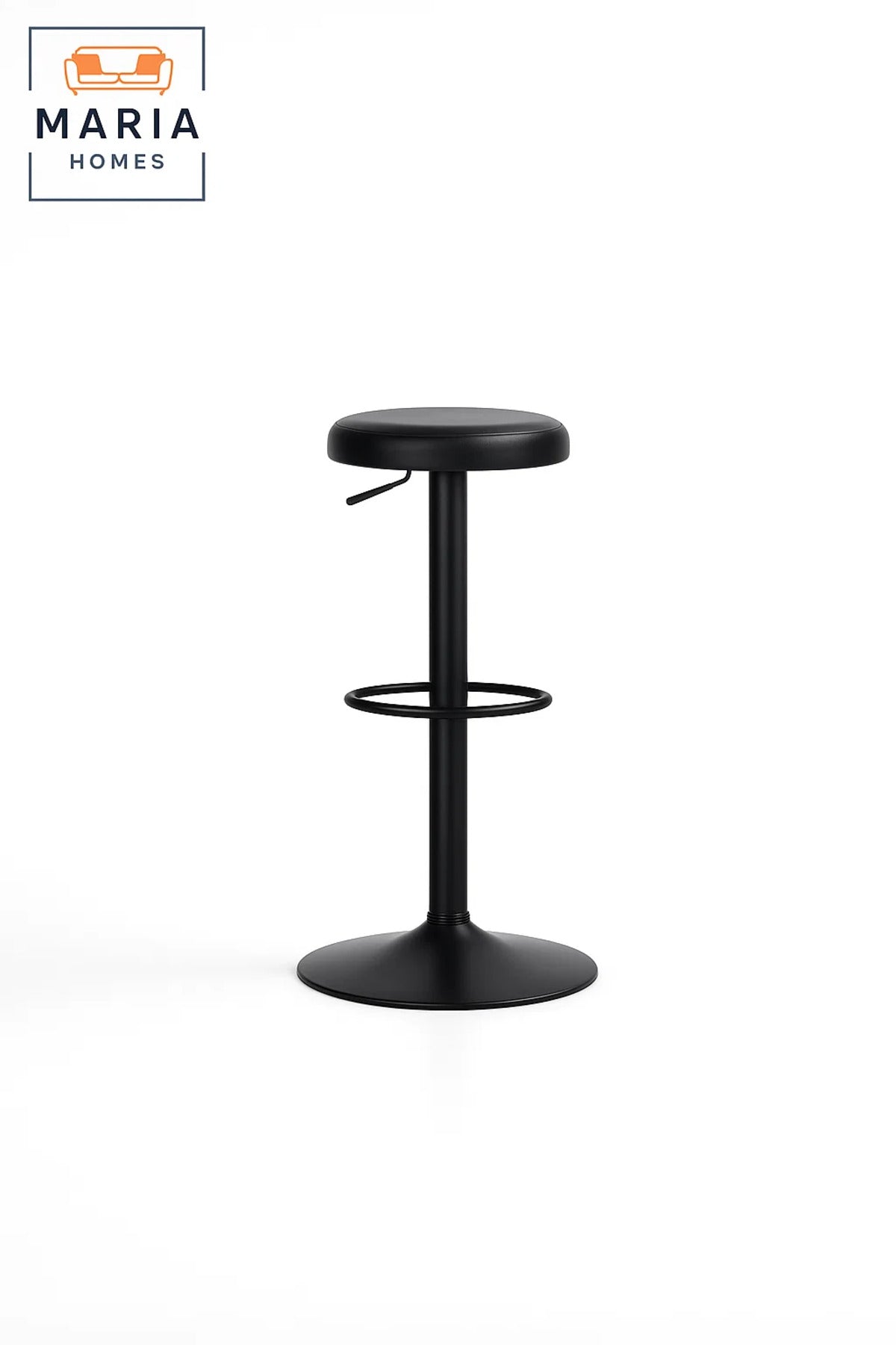 Modern Adjustable Bar Stool Black Padded Seat with Footrest