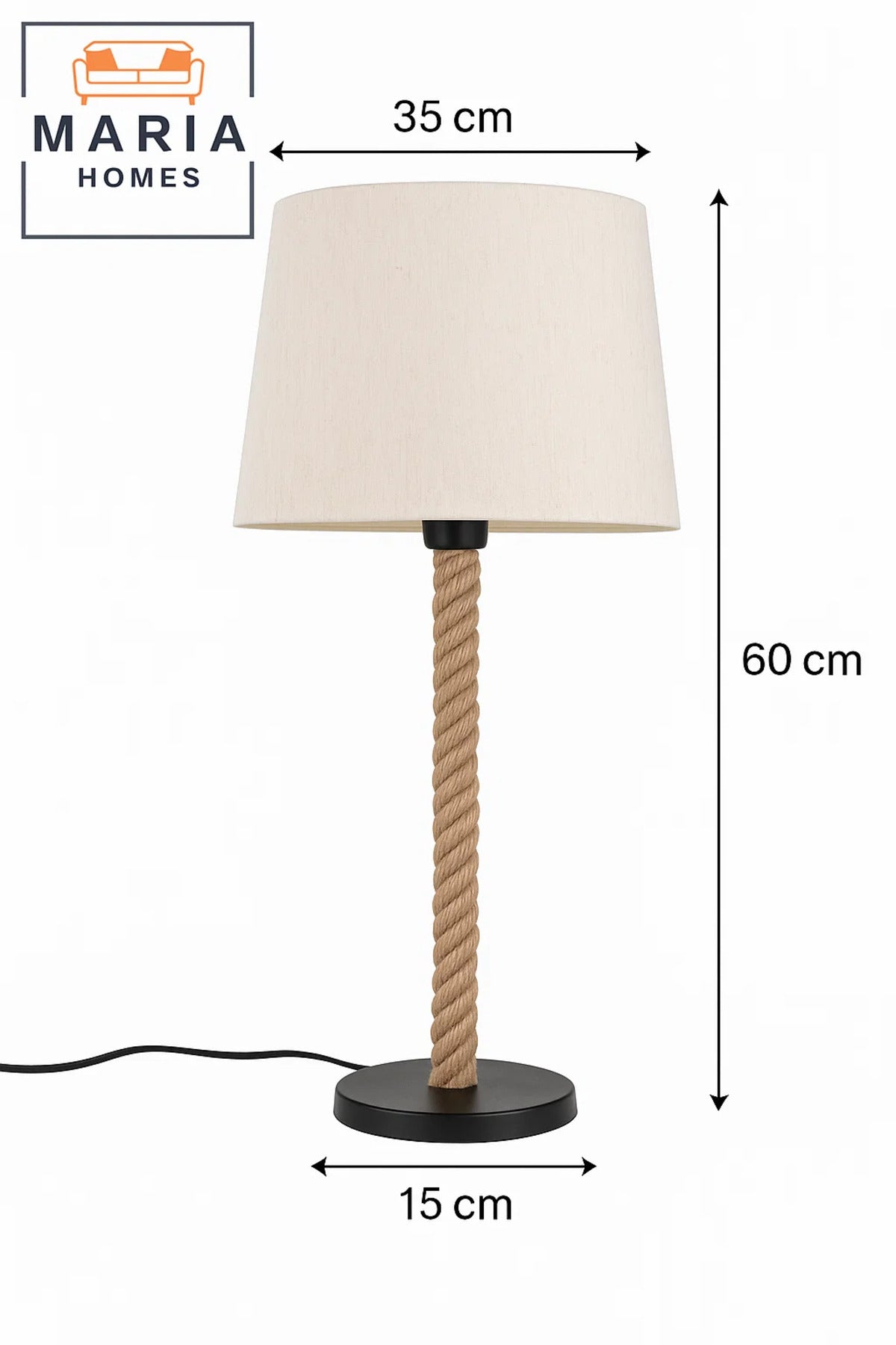 Rustic Table Lamp with Rope-Wrapped Stand