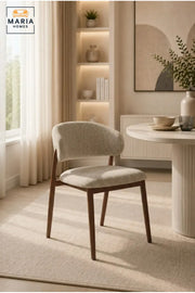 Modern Upholstered Dining Chair with Solid Wood Frame, Curved Fabric Backrest & Cushioned Seat, Contemporary Kitchen & Dining Room Chair