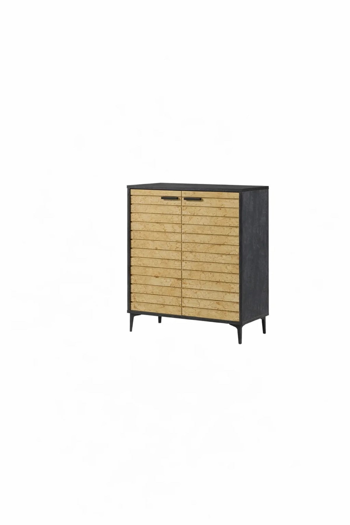 Stylish Shoe Cabinet Textured Wood Front Dark Grey Frame Entryway Storage Organizer Unit 95cm