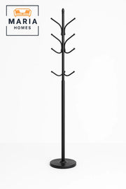 Sleek Black Metal Cloth Rack with Stable Round Base