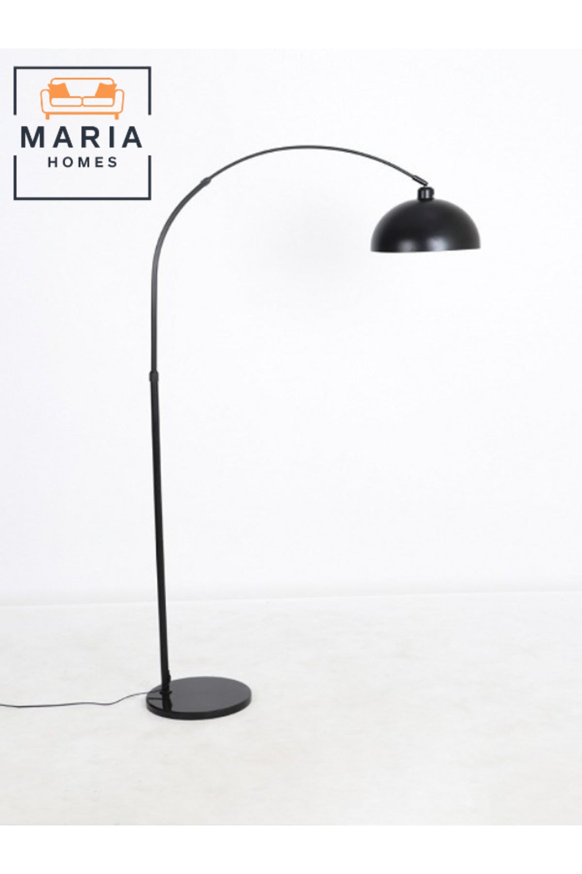 Modern Black Arc Floor Lamp with Dome Shade Ð Minimalist Standing Light
