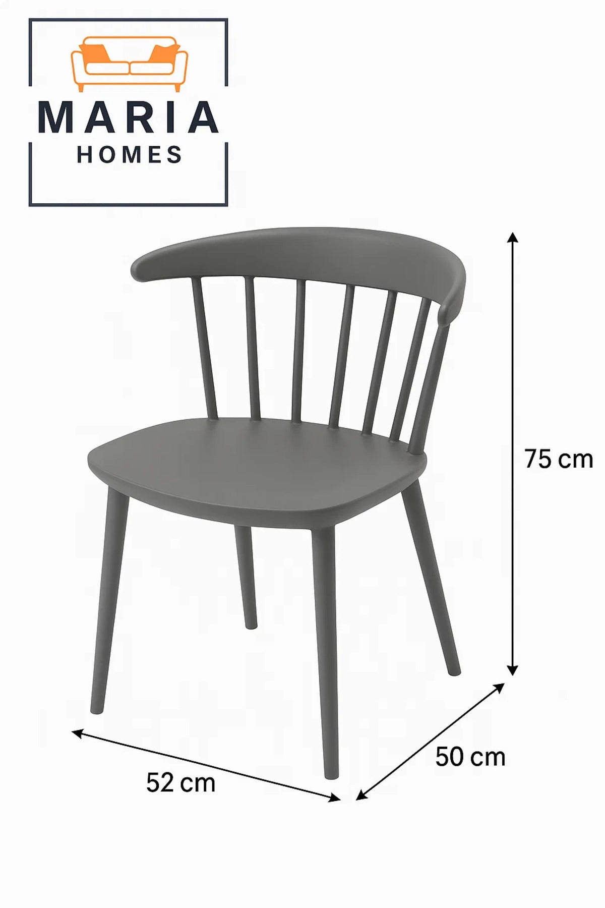 Gray Modern Plastic Dining Chair with Curved Back Ð Minimalist Scandinavian Design